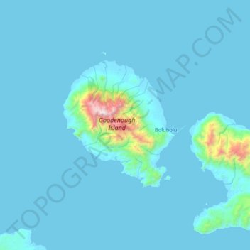 Mapa topográfico Isla Goodenough, altitude, relevo