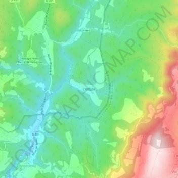 Mapa topográfico L'Abbadie, altitude, relevo