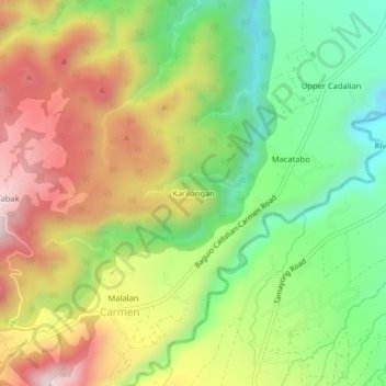 Mapa topográfico Karilongan, altitude, relevo