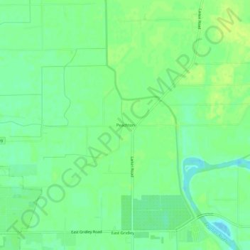 Mapa topográfico Peachton, altitude, relevo