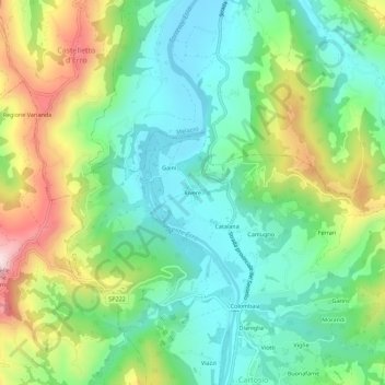 Mapa topográfico Rivere, altitude, relevo