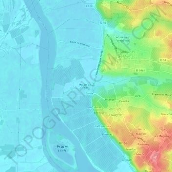 Mapa topográfico Moulin de la Mer, altitude, relevo