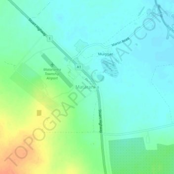 Mapa topográfico Mataranka, altitude, relevo