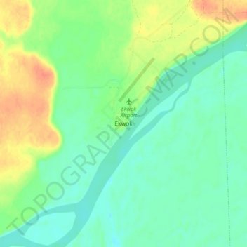Mapa topográfico Ekwok, altitude, relevo