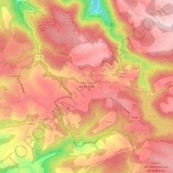 Mapa topográfico Bel Air Haut, altitude, relevo