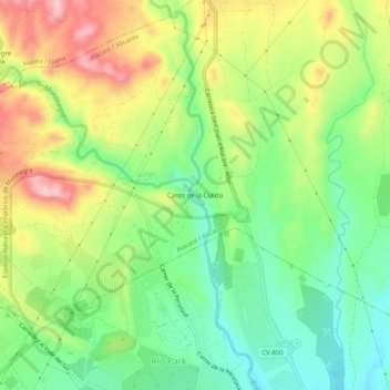 Mapa topográfico Cases de la Culata, altitude, relevo
