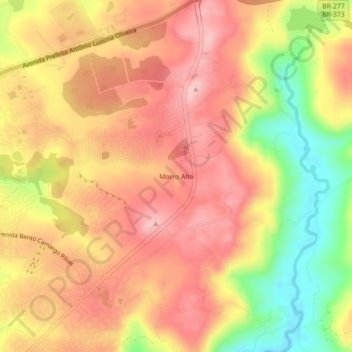 Mapa topográfico Morro Alto, altitude, relevo