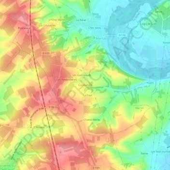 Mapa topográfico Combefolle, altitude, relevo