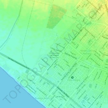 Mapa topográfico D, altitude, relevo