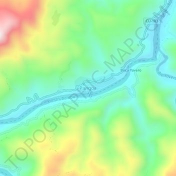 Mapa topográfico Pangoa, altitude, relevo