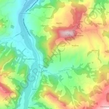 Mapa topográfico Vianova, altitude, relevo