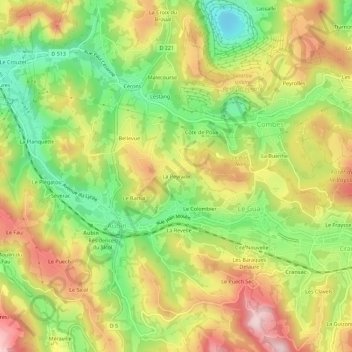 Mapa topográfico La Peyrade, altitude, relevo