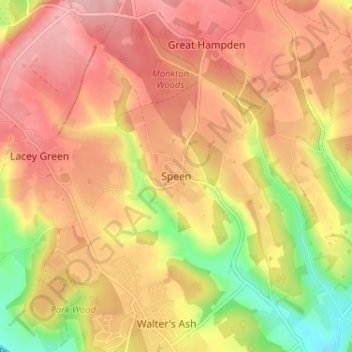 Mapa topográfico Speen, altitude, relevo