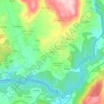 Mapa topográfico Sobral, altitude, relevo