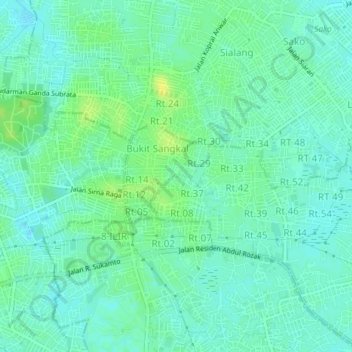 Mapa topográfico Rt.53, altitude, relevo