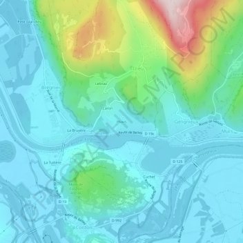 Mapa topográfico Pluvis, altitude, relevo