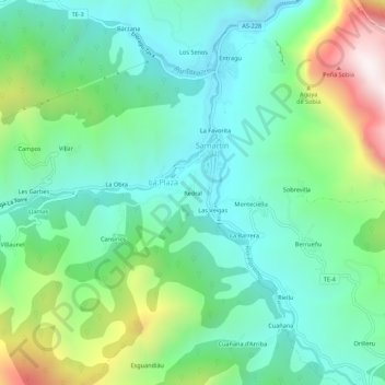 Mapa topográfico Redral, altitude, relevo