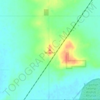 Mapa topográfico Mays Hill, altitude, relevo