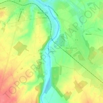 Mapa topográfico Les Mâts, altitude, relevo