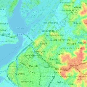 Mapa topográfico Deido, altitude, relevo