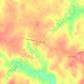 Mapa topográfico Genesis, altitude, relevo