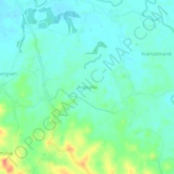 Mapa topográfico Angsana, altitude, relevo