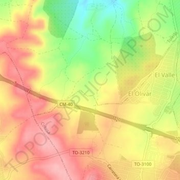Mapa topográfico Las Alcubillas, altitude, relevo