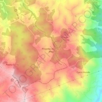 Mapa topográfico Barro Blanco, altitude, relevo