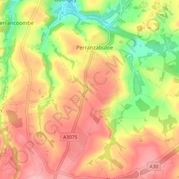 Mapa topográfico Penhallow, altitude, relevo