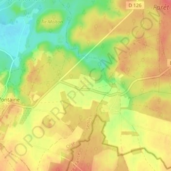 Mapa topográfico Montaby, altitude, relevo