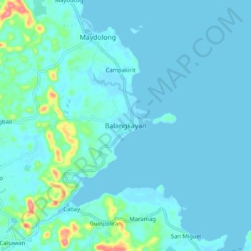 Mapa topográfico Balangkayan, altitude, relevo