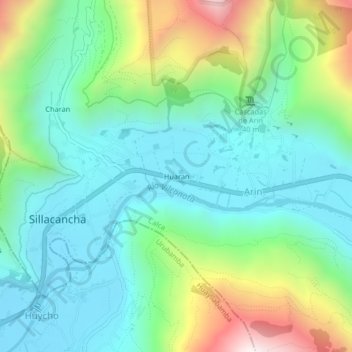 Mapa topográfico Huaran, altitude, relevo