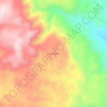 Mapa topográfico Kota Besi, altitude, relevo