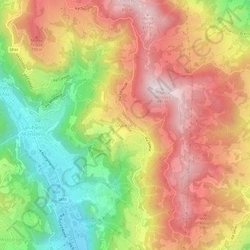 Mapa topográfico Alvese, altitude, relevo