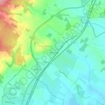 Mapa topográfico L'Auberge, altitude, relevo