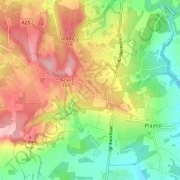 Mapa topográfico Ivy Hatch, altitude, relevo