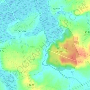 Mapa topográfico Gournay, altitude, relevo
