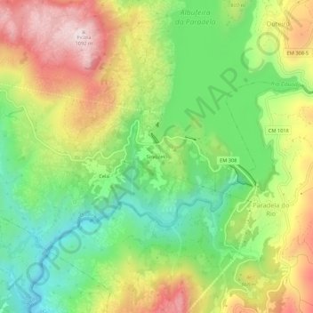 Mapa topográfico Sirvozelo, altitude, relevo
