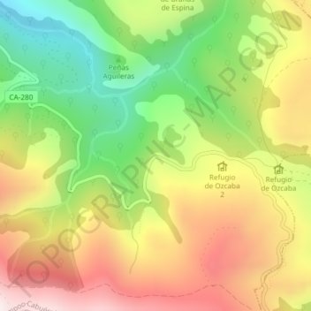 Mapa topográfico Balcón de Cardosa, altitude, relevo