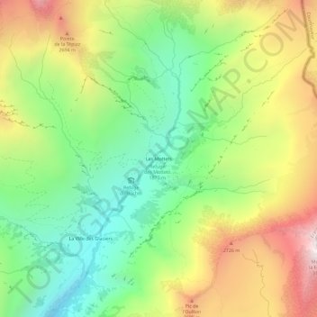 Mapa topográfico Les Mottets, altitude, relevo