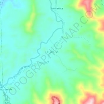 Mapa topográfico El Paraiso, altitude, relevo