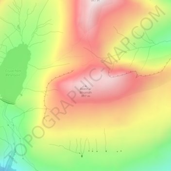 Mapa topográfico Beinn a' Bhuiridh, altitude, relevo