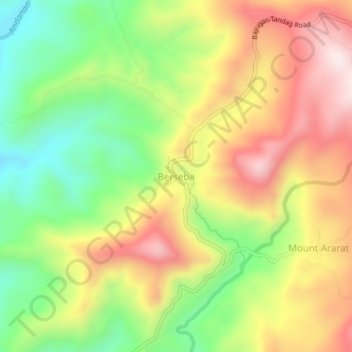 Mapa topográfico Berseba, altitude, relevo