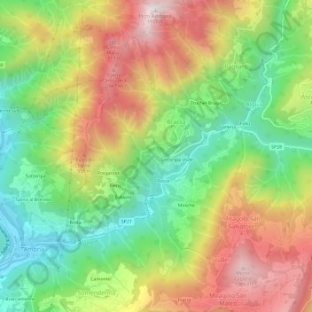 Mapa topográfico Staviglio, altitude, relevo