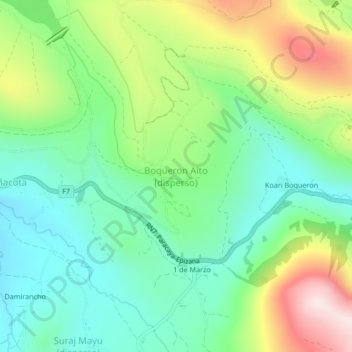 Mapa topográfico Boqueron Alto (disperso), altitude, relevo