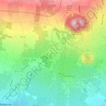 Mapa topográfico Pietra Forcella, altitude, relevo