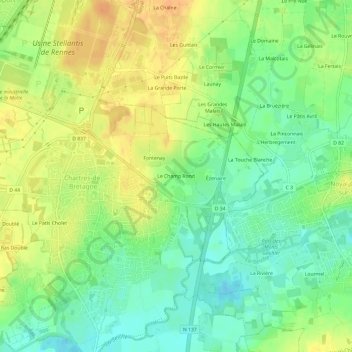 Mapa topográfico Le Champ Rond, altitude, relevo