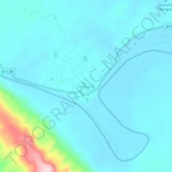 Mapa topográfico Tanjung, altitude, relevo