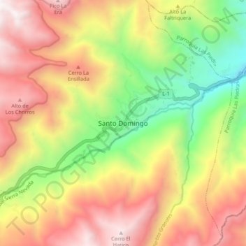 Mapa topográfico Santo Domingo, altitude, relevo