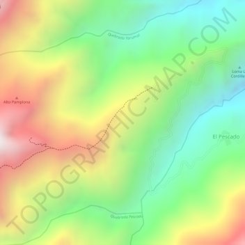 Mapa topográfico El Camelo, altitude, relevo